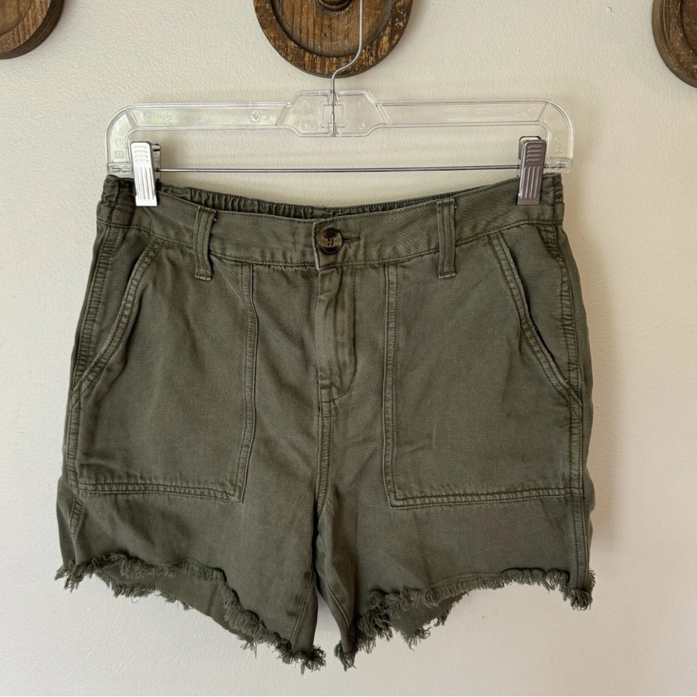 Aerie High Rise Raw Hem Frayed Cutoff Utility Adventure Shorts Boho Womens - Picture 2 of 4